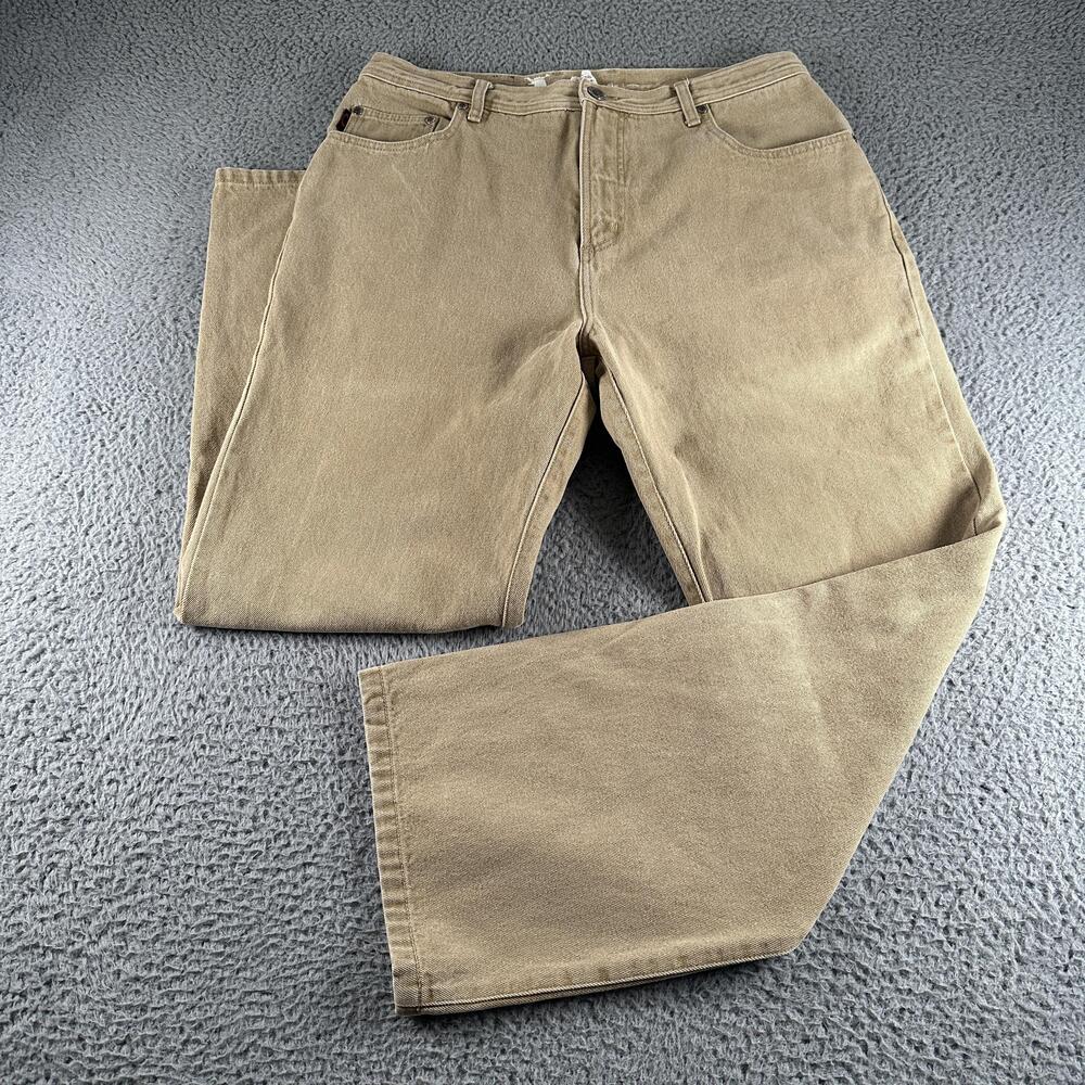 Vtg Oakley Industrial Denim Jeans Mens 36x32 Beige Straight Leg Loose Fit 90's